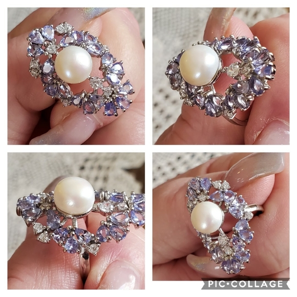 Genuine 6.4ct, 14k W.Gold, 925 Tanzanite Ring 7 - Picture 4 of 7